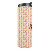 Rosen Muster rosa pink Thermosbeker (Gedraaid links)