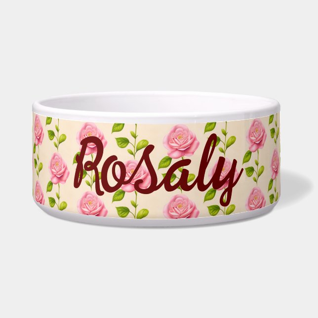 Rosen Muster rosa pink Voerbakje (Voorkant)