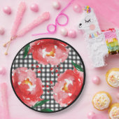 Rosen op zwart-wit gingang papieren bordje (Feest)