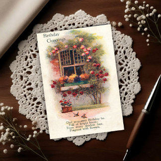 Rosen Raam Vintage 1920 Verjaardagsgroet Briefkaart