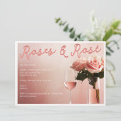 Rosen & Rosé wijnproeverij Galentine's Day-feestje Kaart (Staand voorkant)