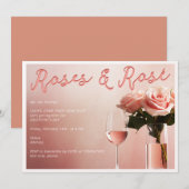 Rosen & Rosé wijnproeverij Galentine's Day-feestje Kaart (Voorkant / Achterkant)
