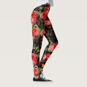 ROSEN, ROSEN EN GEEL, BUTTERFLIES, zwart, Floral Leggings (Rechts)
