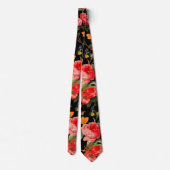 ROSEN, ROSEN EN GEEL, BUTTERFLIES, zwart, Floral Stropdas (Achterkant)