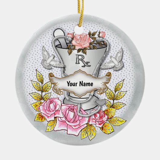 Rosen RX Vijzel Stamper Keramisch Ornament (Voorkant)