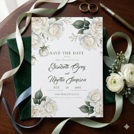 Rosen Sage Bloemige Trouwdag Save The Date
