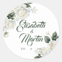Rosen Salie Bloemige Bruiloft Ronde Sticker