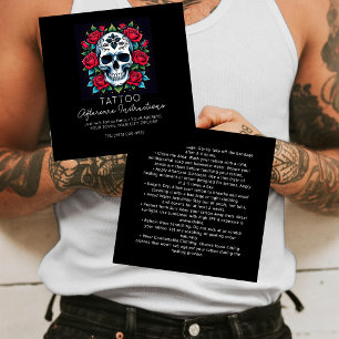 Rosen schedel tattoo nazorg instructies Stijlvol Vierkante Visitekaartje