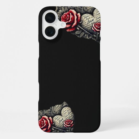 Rosen & Script Harten iPhone Hoesje (Achterkant)