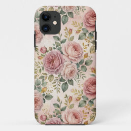 Rosen Stof Roze Elegante Charme Saliegroen Goud Case-Mate iPhone Case