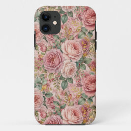 Rosen Stof Roze Elegante Charme Saliegroen Goud Case-Mate iPhone Case