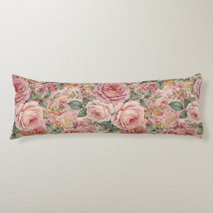 Rosen Stof Roze Elegante Charme Saliegroen Goud Lichaamskussen