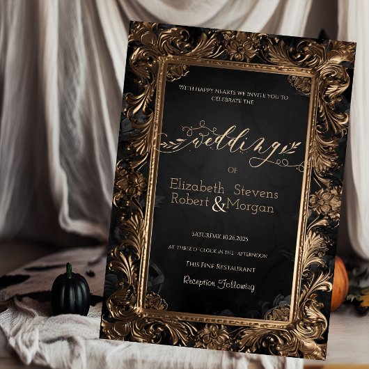 Rosen Vintage Frame Gotisch Trouwen Kaart