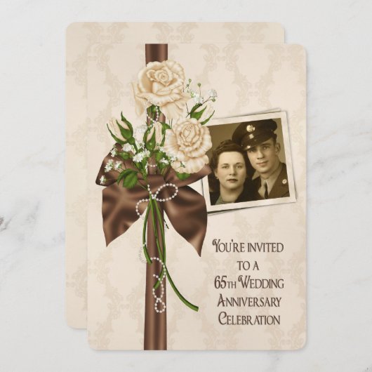 Rosen voor 65-jarig huwelijksjubileum kaart (Voorkant / Achterkant)