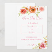 Rosen Waterverf Bloem Bruiloft Save The Date Kaart (Voorkant / Achterkant)