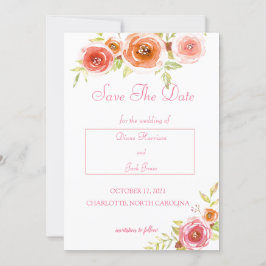 Rosen Waterverf Bloem Bruiloft Save The Date Kaart