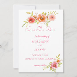 Rosen Waterverf Bloemen Bruiloft Save The Date Kaart
