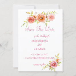 Rosen Waterverf Bloemen Bruiloft Save The Date Kaart