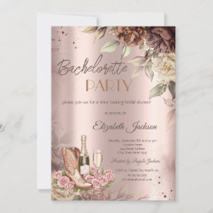 Rosen Wijn Glas Laarzen Bachelorette Feestje Kaart