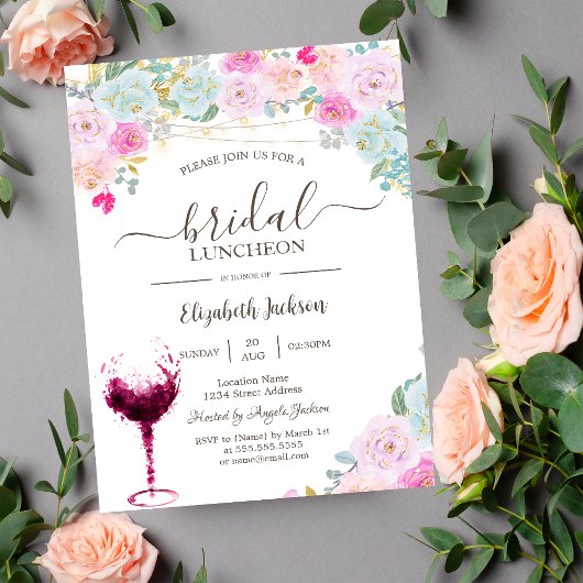 Rosen, Wijnglas Bruidslunch Kaart