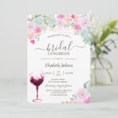 Rosen, Wijnglas Bruidslunch Kaart (Staand voorkant)
