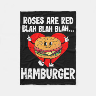 Rosen zijn rode grap Funny Valentijnsdag Hamburger Fleece Deken