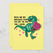 Rosen zijn rode grappige dinosaurus Valentijnsdag Feestdagenkaart (Voorkant / Achterkant)