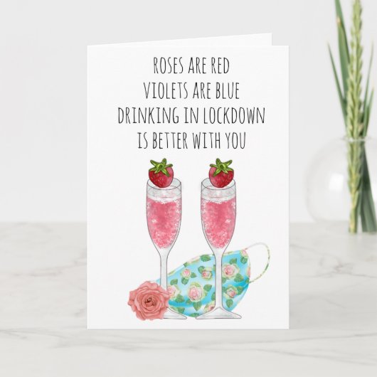 Rosen zijn Rode Grappige Lockdown Quarantaine Kaart (Voorkant)