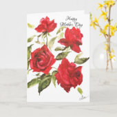 Rosen zijn Rode Moederdag kaart (Gele Bloem)
