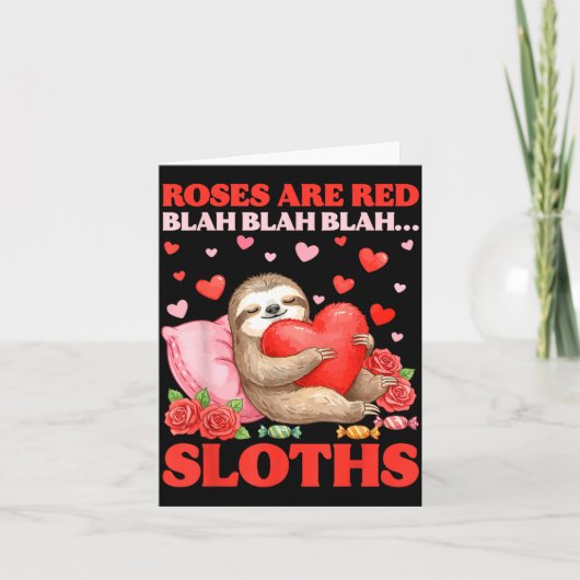 Rosen zijn rood Blah Luiaards Valentijn Schattig D Kaart (Voorkant)