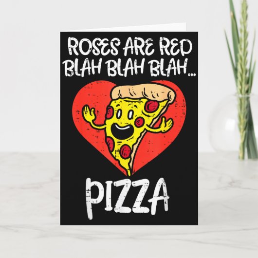 Rosen zijn rood Blah Pizza Grappige Valentijnsdag  Kaart (Voorkant)