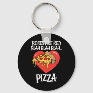 Rosen zijn rood Blah Pizza Valentijnsdag Voedsel L Sleutelhanger