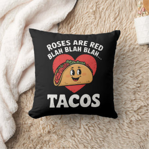 Rosen zijn rood Blah Tacos Grappige Valentijnsdag Kussen