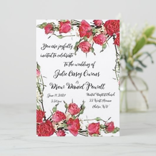Rosen zijn Rood Trouw Uitnodiging (Staand voorkant)