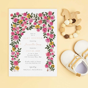 Rosen Zonnebloem Tralie Lente Tuin Baby Shower Folie Uitnodiging
