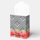 Rosen Zwarte Witte Strepen Derby Tent Bedankdoosjes (Geopend)