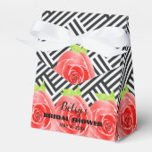 Rosen Zwarte Witte Strepen Derby Tent Bedankdoosjes (Voorkant Zijde)