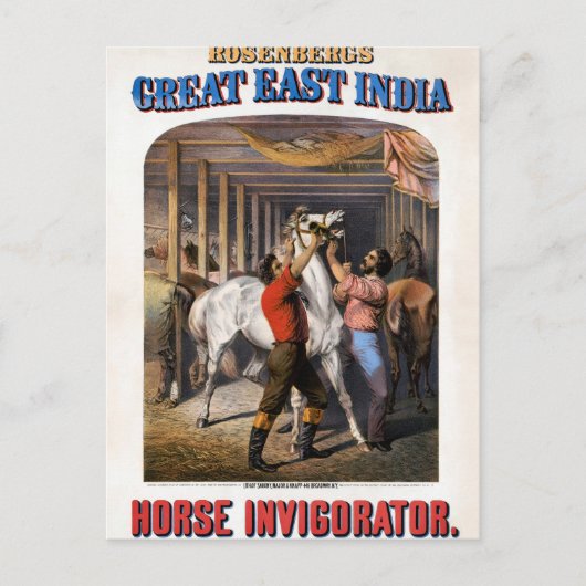Rosenbergs Great East India Horse Invigorator. Briefkaart (Voorkant)