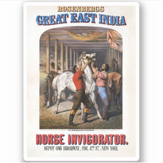 Rosenbergs Great East India Horse Invigorator. Sticker (Voorkant)