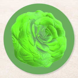 Rosenblüte in Grün, 3D-Optik - Ronde Kartonnen Onderzetter