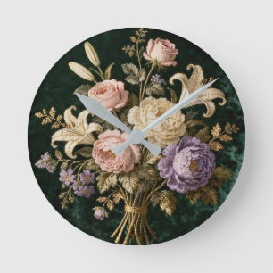Rosenboeket Antieke Stijl Tapijt Ronde Klok