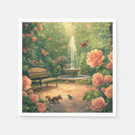 Rosengarten mit Springbrunnen mit Schmetterling Servet