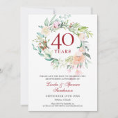 Rosenkrans 40e huwelijksverjaardag Ruby Save The Date (Voorkant)