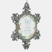 Rosenkrans 60e diamanten bruiloft jubileum tin sneeuwvlok ornament (Links)