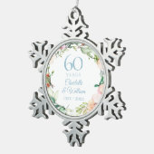 Rosenkrans 60e diamanten bruiloft jubileum tin sneeuwvlok ornament (Rechts)