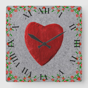 Rosenrahmen mit Herz Vierkante Klok