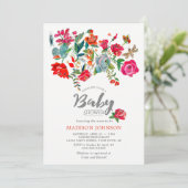 Rosentuin | roze | Baby Shower | Uitnodigingen (Staand voorkant)