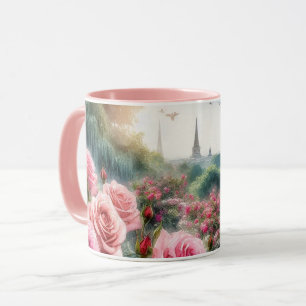 Rosentuin van Parijs Eiffeltoren Roze  Mok