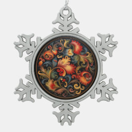 Rosepaint Modern 2 van 6 Tin Sneeuwvlok Ornament