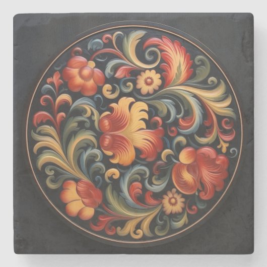 Rosepaint Modern 5 van 6 Stenen Onderzetter (Voorkant)